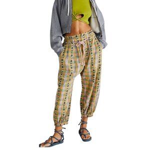 Free People Womens Small Desert Heat Harem Pants Knit Yellow Combo Southwestern